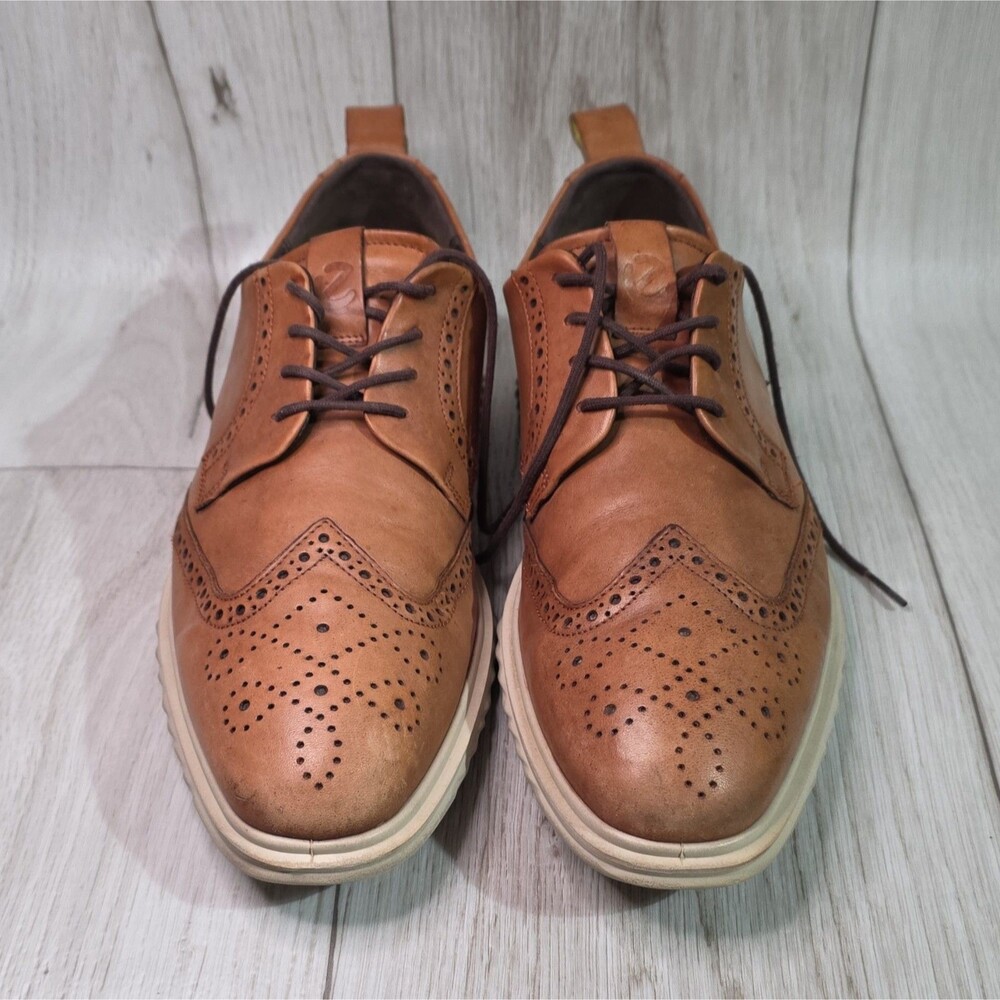 ECCO Men's Brown Leather Lace-Up Brogue Dress Shoes Round Toe EU 43 US 9 - Picture 3 of 8